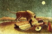 Henri Rousseau sovande zigenarkvinna painting